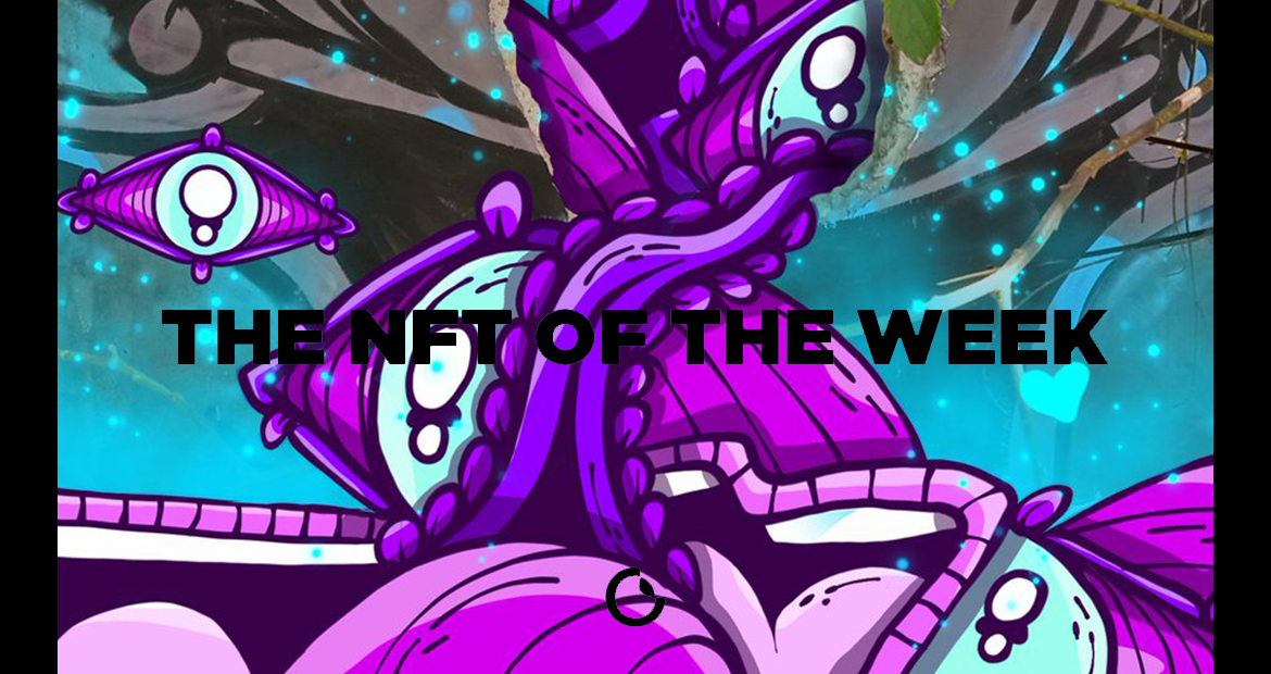 the 14th nft of the week winner eye disruptive creative tentacles abstract art crypto tezos wall broken colour colourful neon